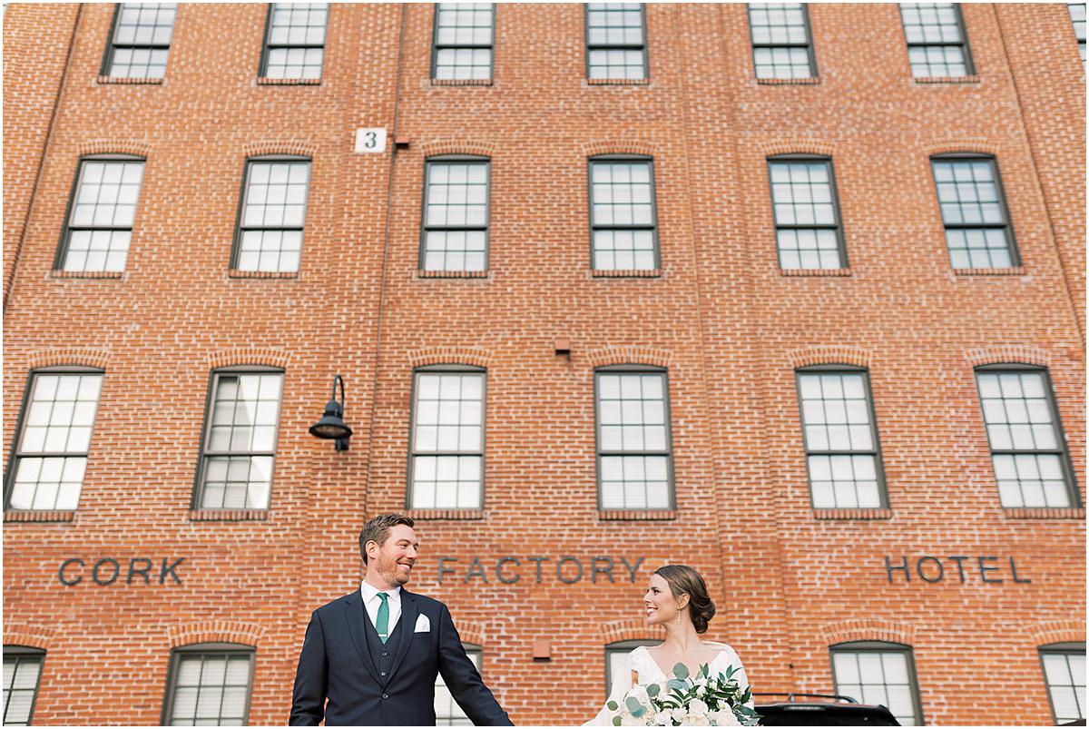 Cork Factory Hotel wedding bride and groom photo