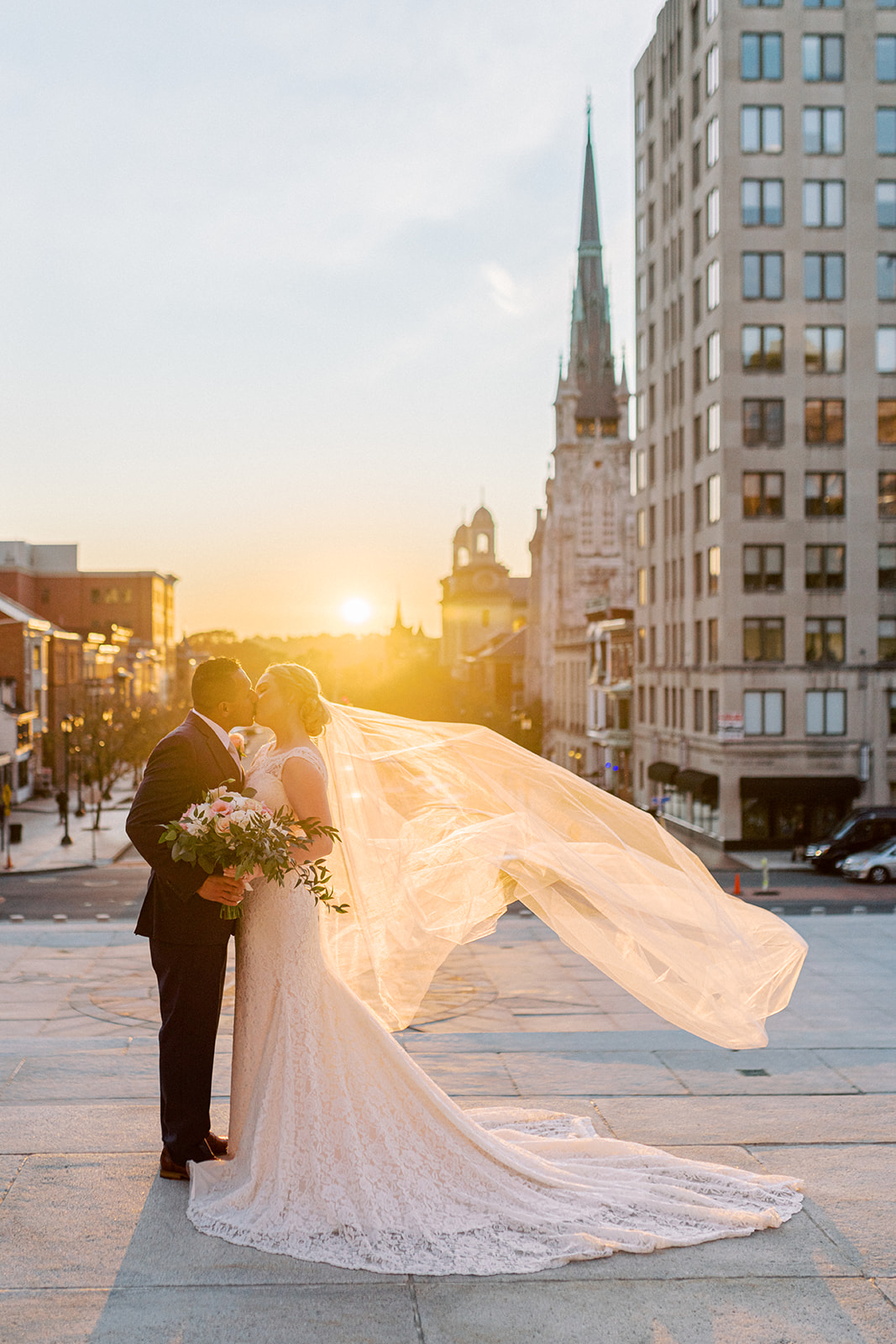 Bride and groom at PA State Capitol building in Harrisburg