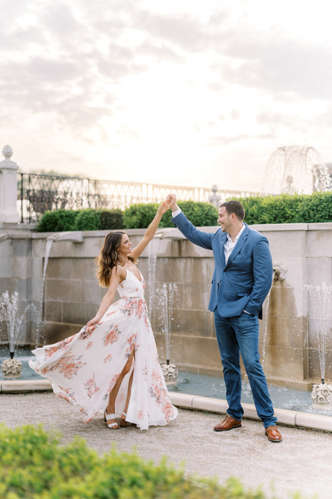 Couple poses at Longwood Gardens | Longwood Gardens Engagement Photo Session in Philadelphia by Lindsey Ford Photography